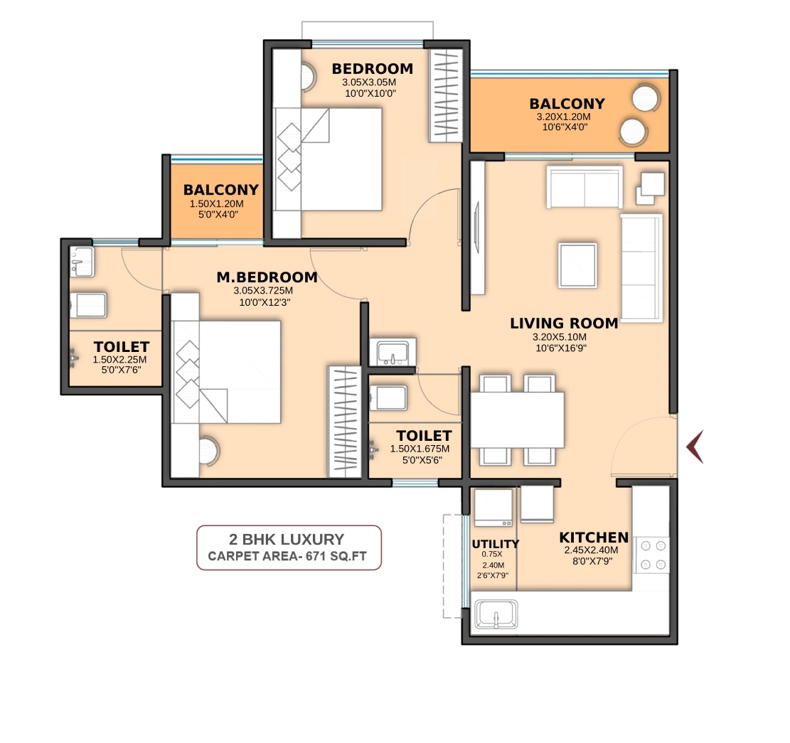 3 BHK Premium floor plan placeholder