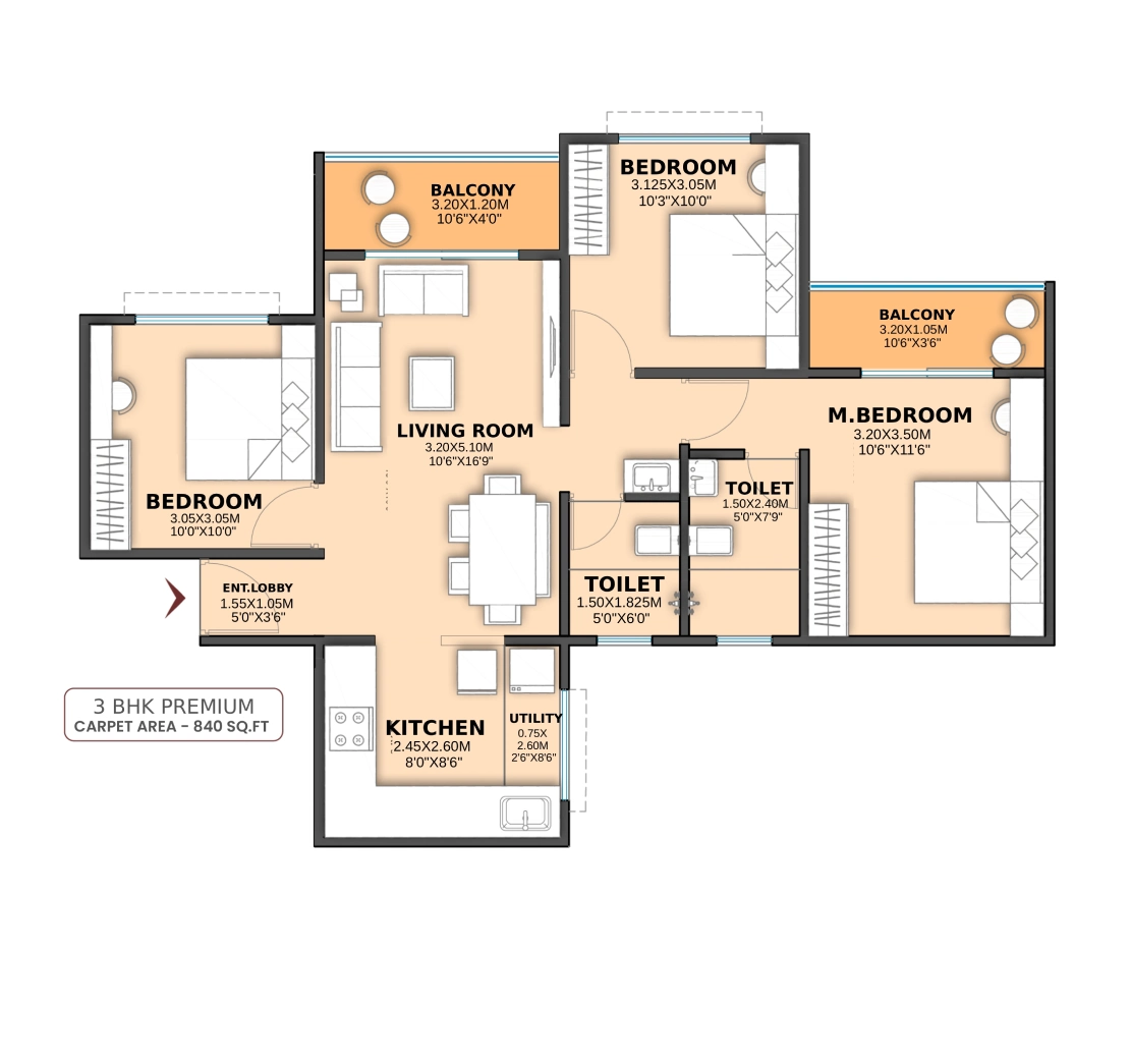 2 BHK Premium floor plan placeholder