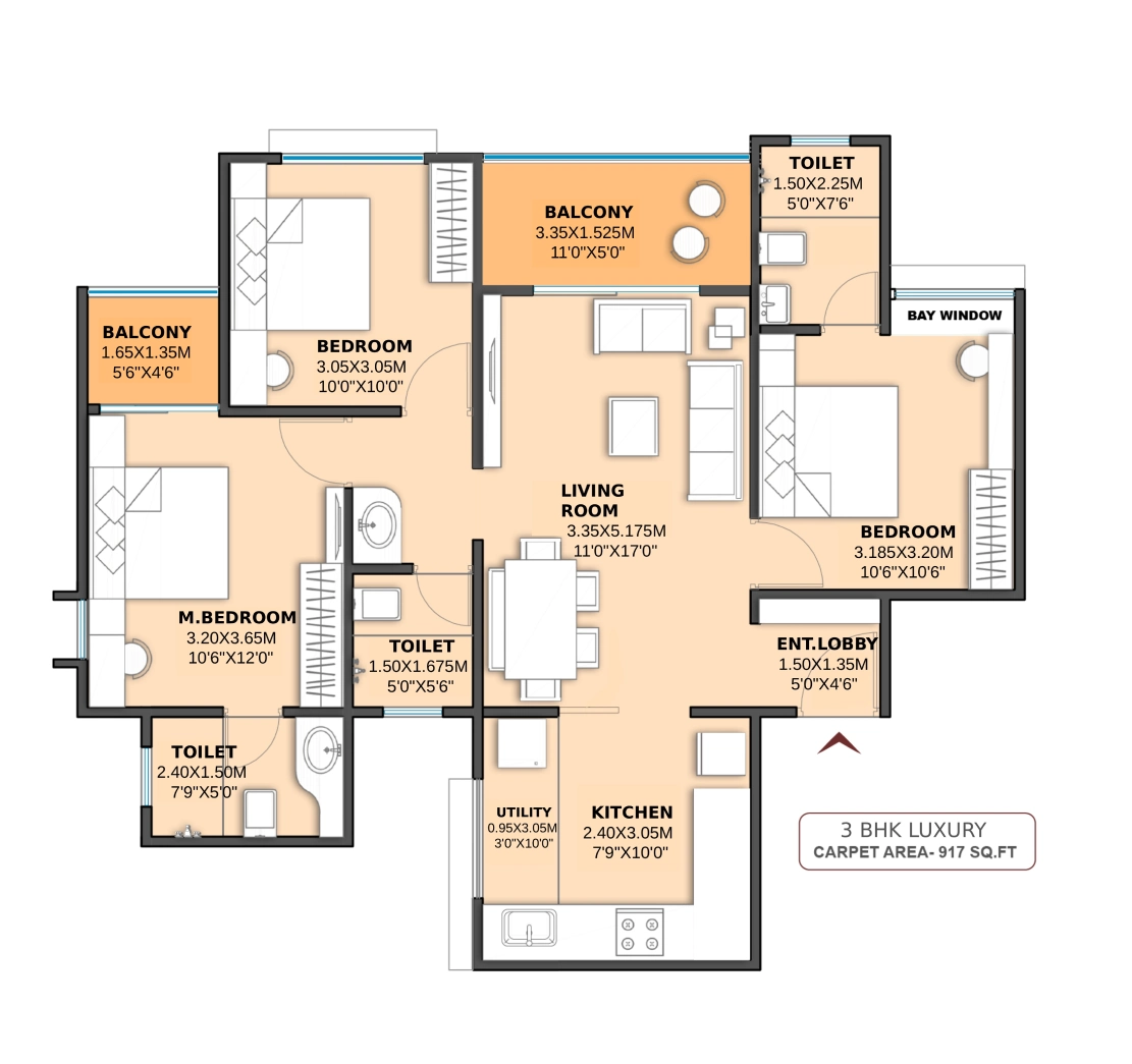 2 BHK Luxury floor plan placeholder